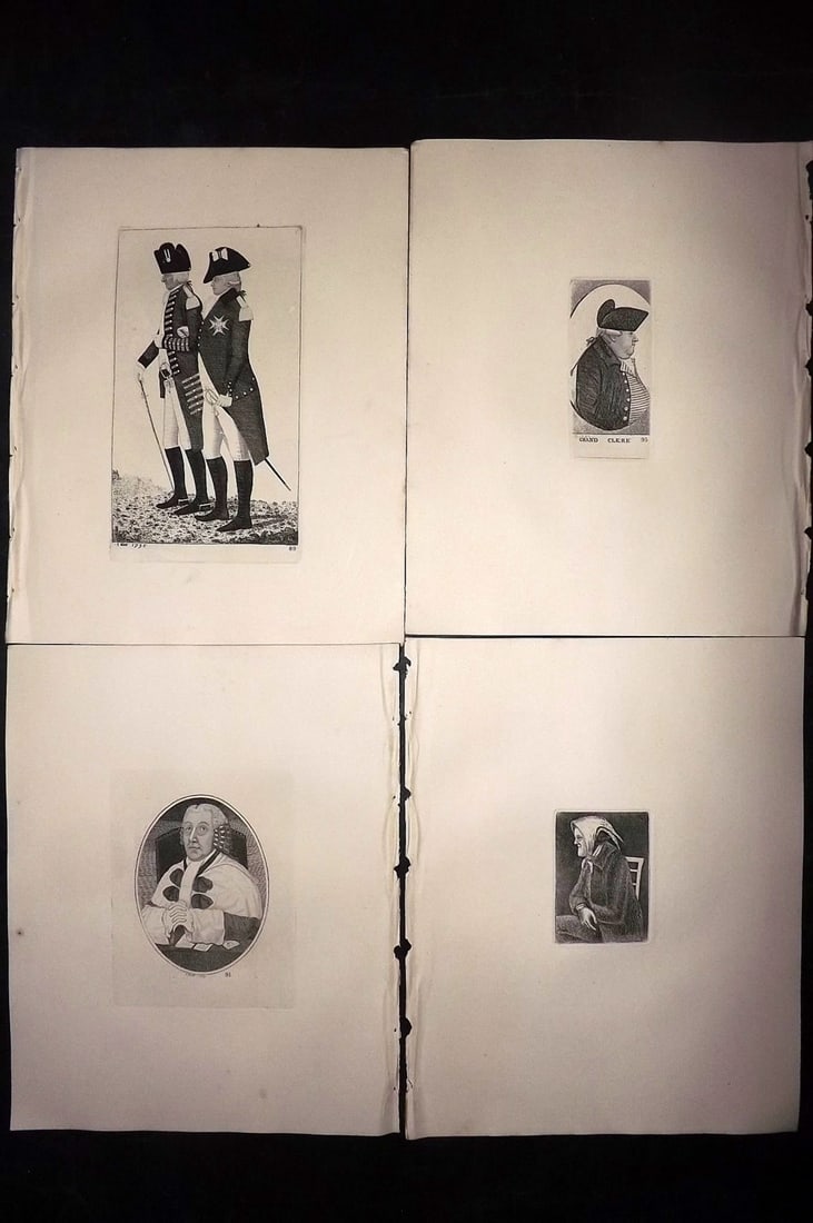 Kay, John 1877 Lot of 4 Scottish Caricatures: Etchings Published 1877, Edinburgh for "A Series of Original Portraits and Caricature Etchings" by John Kay. Paper Size: 10.5 x 8.5 inch (27 x 22cm) Good Condition