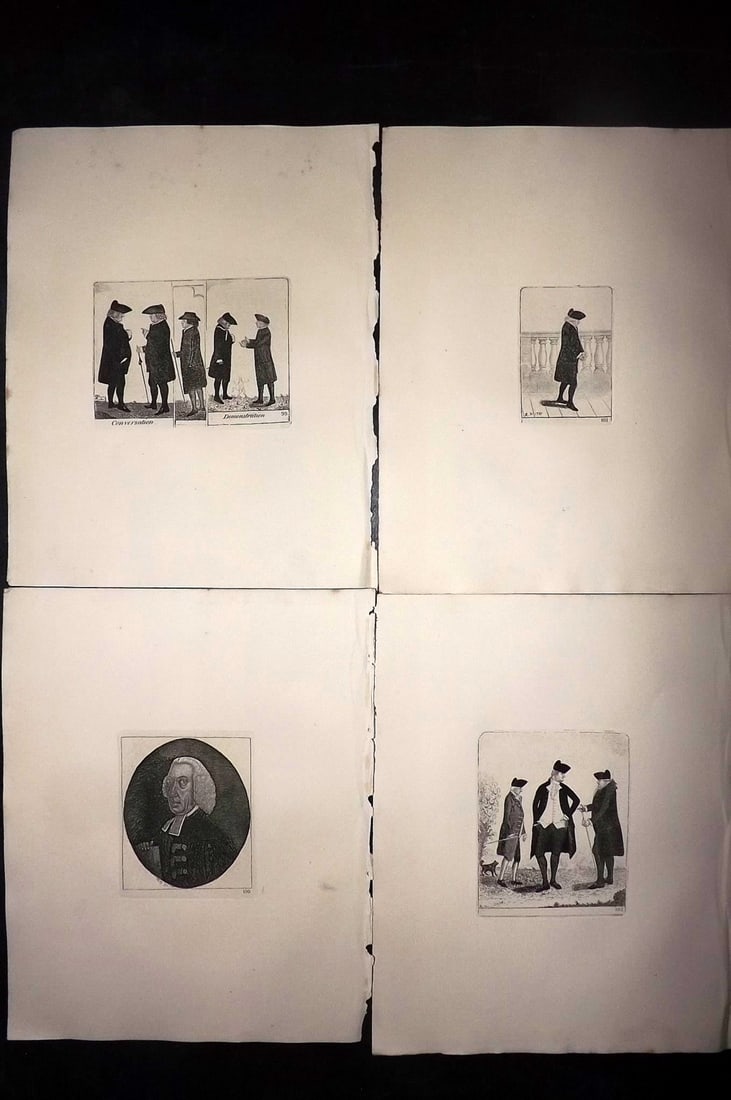 Kay, John 1877 Lot of 4 Scottish Caricatures: Etchings Published 1877, Edinburgh for "A Series of Original Portraits and Caricature Etchings" by John Kay. Paper Size: 10.5 x 8.5 inch (27 x 22cm) Good Condition
