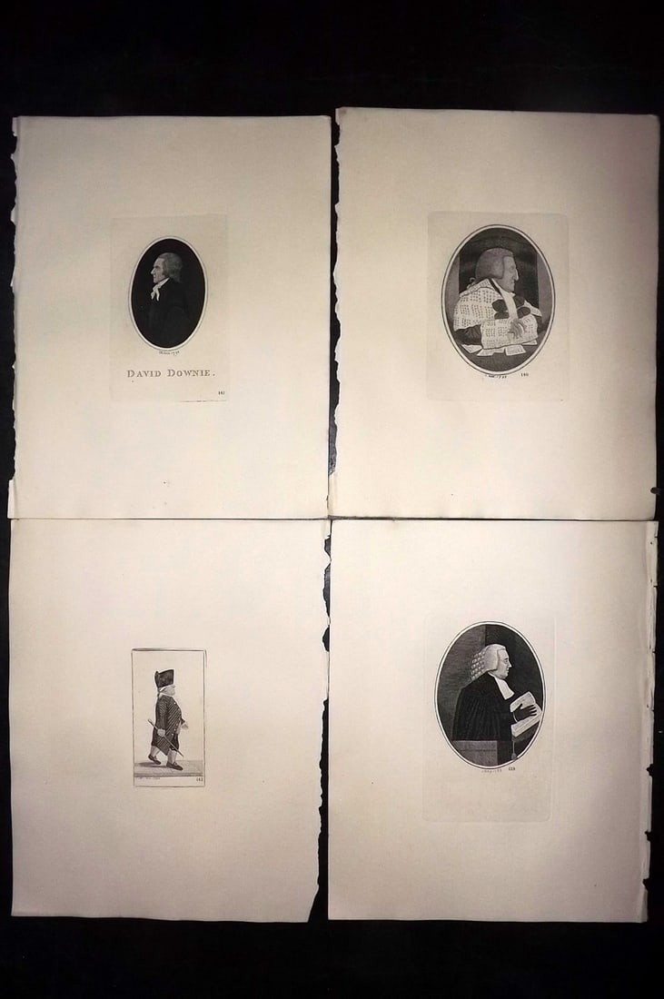 Kay, John 1877 Lot of 4 Scottish Caricatures: Etchings Published 1877, Edinburgh for "A Series of Original Portraits and Caricature Etchings" by John Kay. Paper Size: 10.5 x 8.5 inch (27 x 22cm) Good Condition