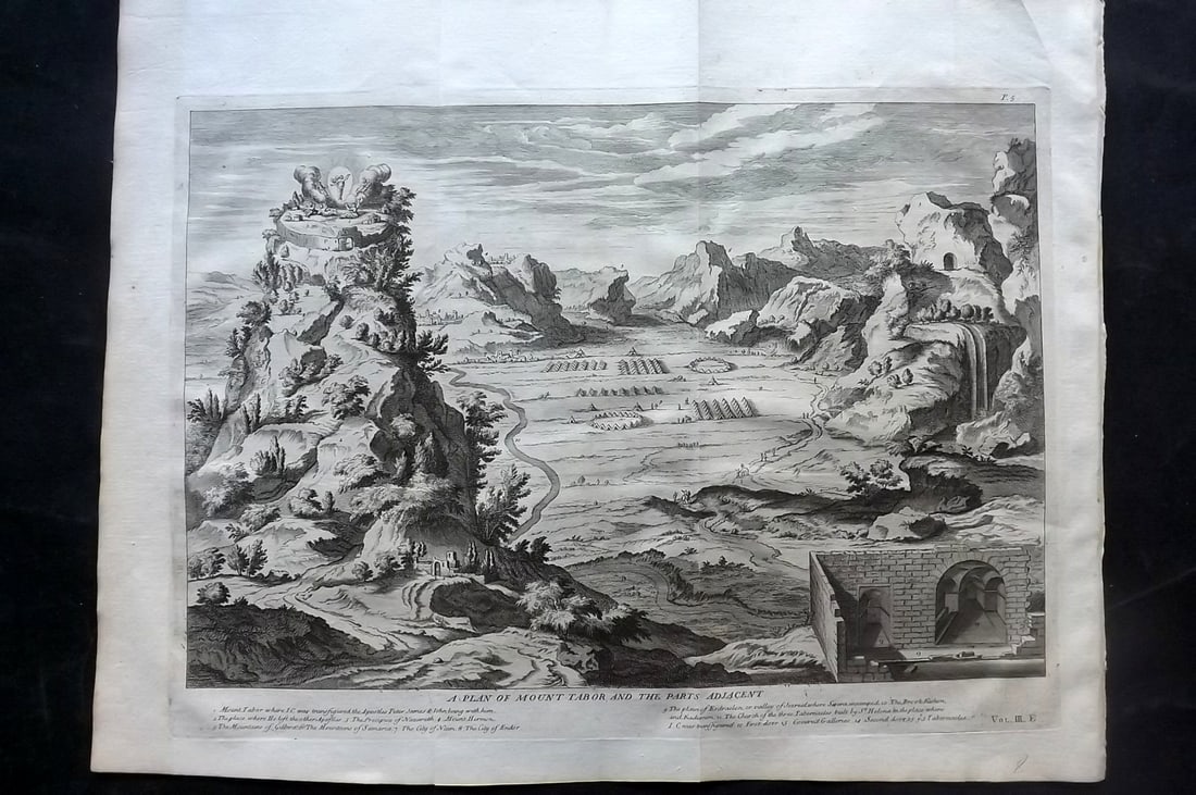 Calmet, Augustin 1732 LG Folio Print. Mount Tabor, Israel, Holy Land (1 of 2)