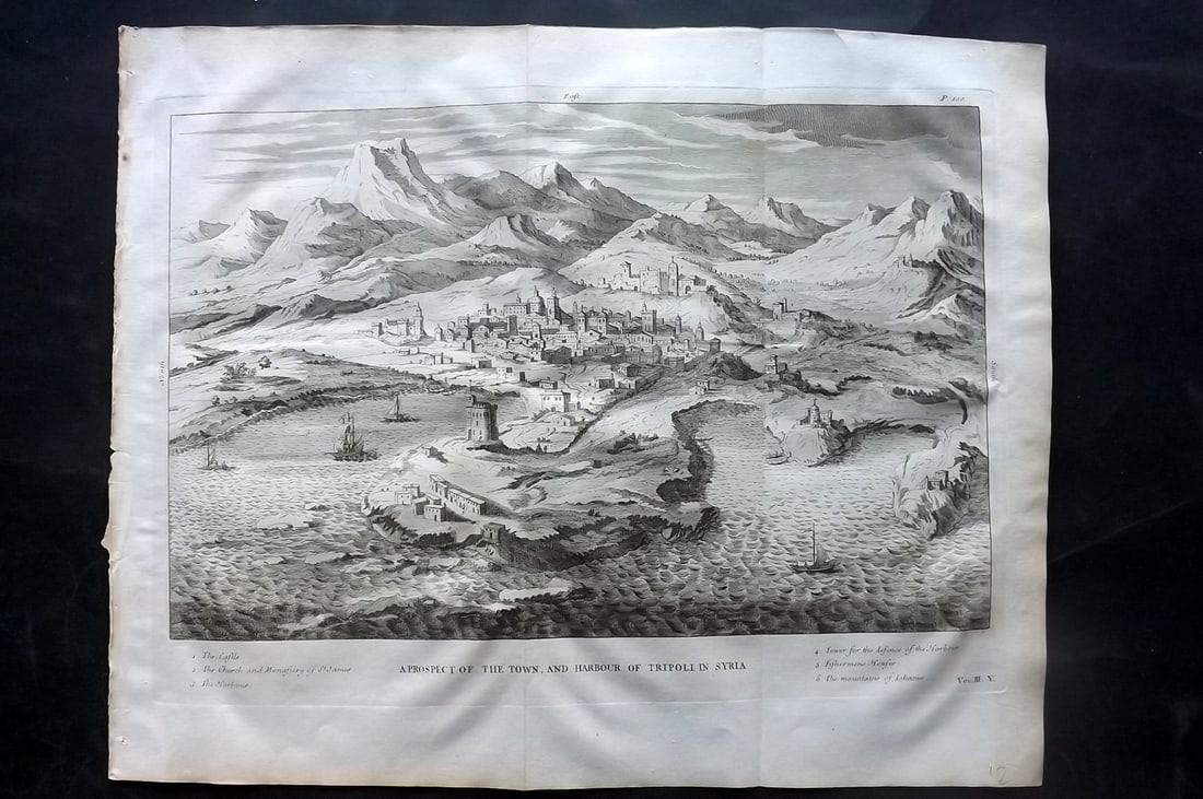 Calmet, Augustin 1732 LG Folio Print. Tripoli, Syria. Holy Land (1 of 2)
