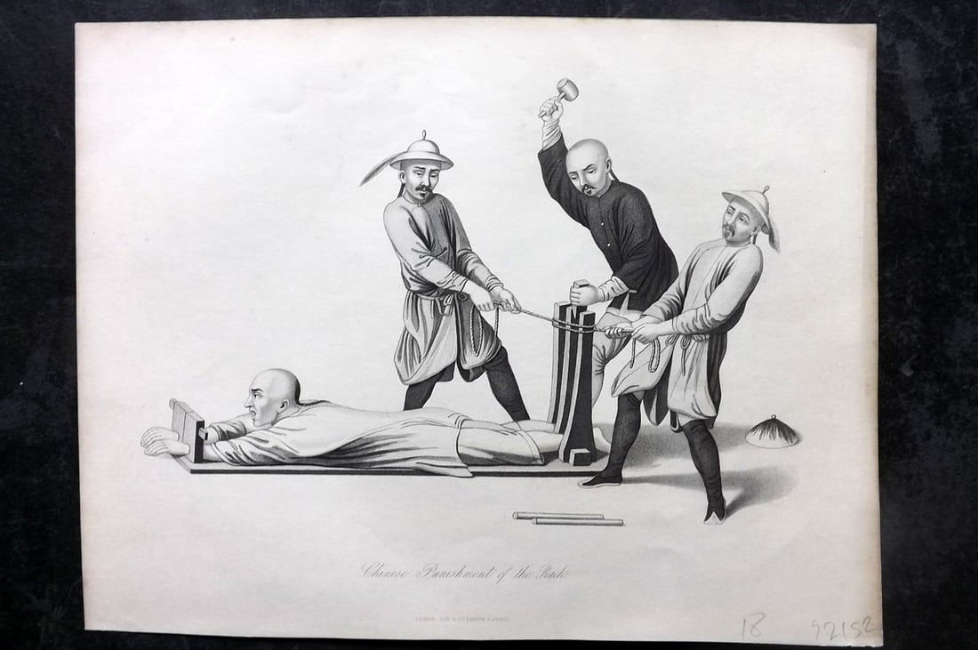 Fisher (Pub) C1845 Antique Print. Chinese Punishment on the Rack. China (1 of 1)
