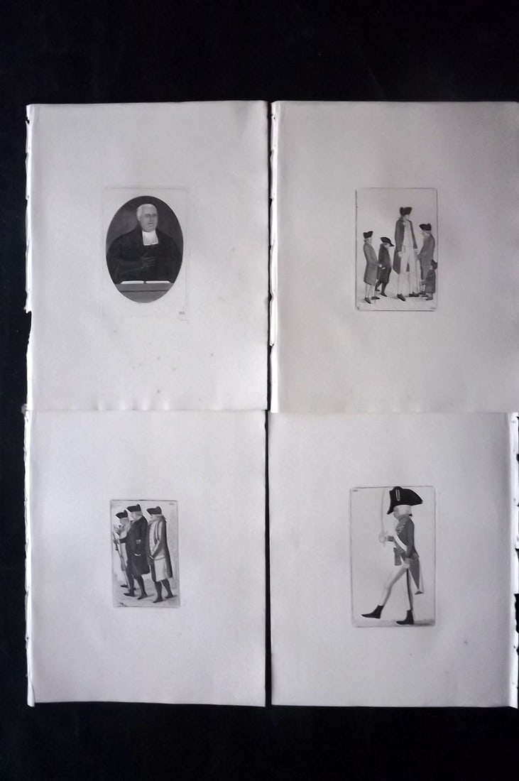Kay, John 1877 Lot of 4 Scottish Caricatures: Etchings Published 1877, Edinburgh for "A Series of Original Portraits and Caricature Etchings" by John Kay. Paper Size: 10.5 x 8.5 inch (27 x 22cm) Good Condition