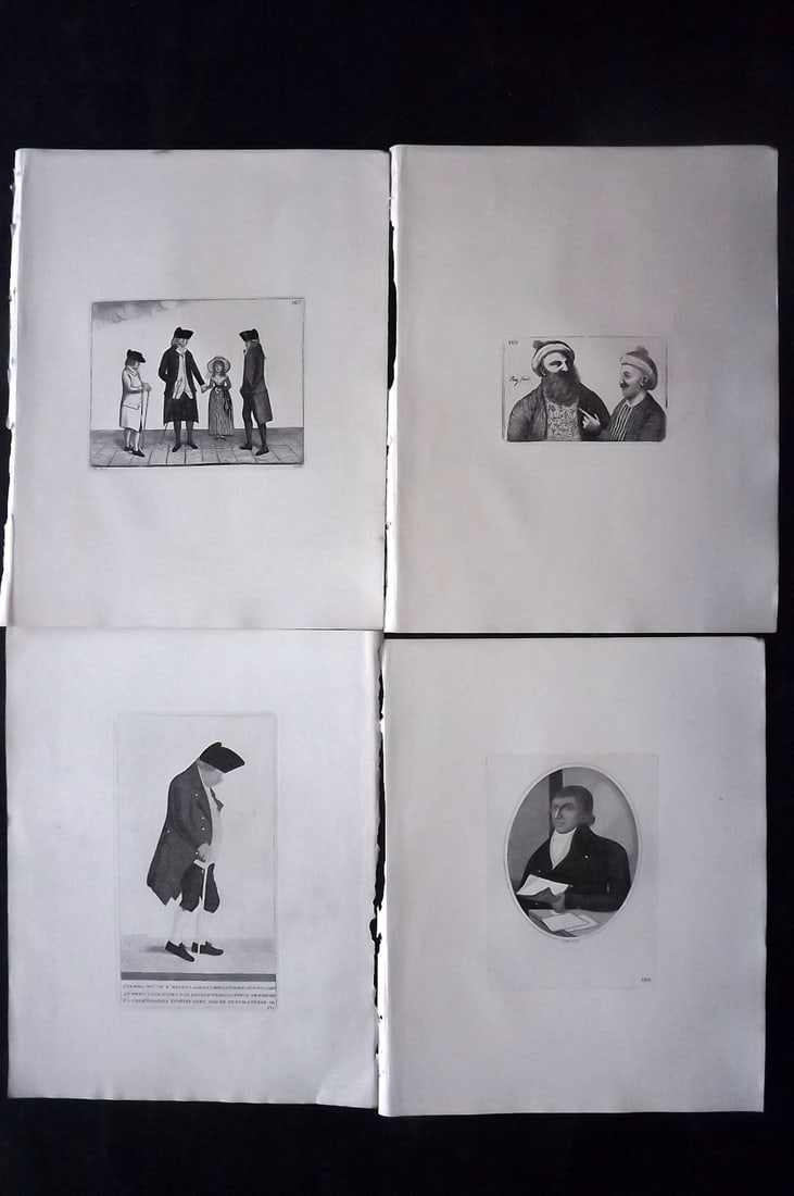 Kay, John 1877 Lot of 4 Scottish Caricatures: Etchings Published 1877, Edinburgh for "A Series of Original Portraits and Caricature Etchings" by John Kay. Paper Size: 10.5 x 8.5 inch (27 x 22cm) Good Condition