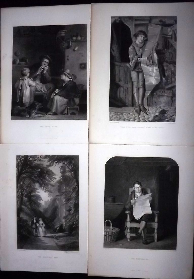 Virtue (Pub) C1875 Lot of 4 Folio Steel Engravings. Genre etc (1 of 2)