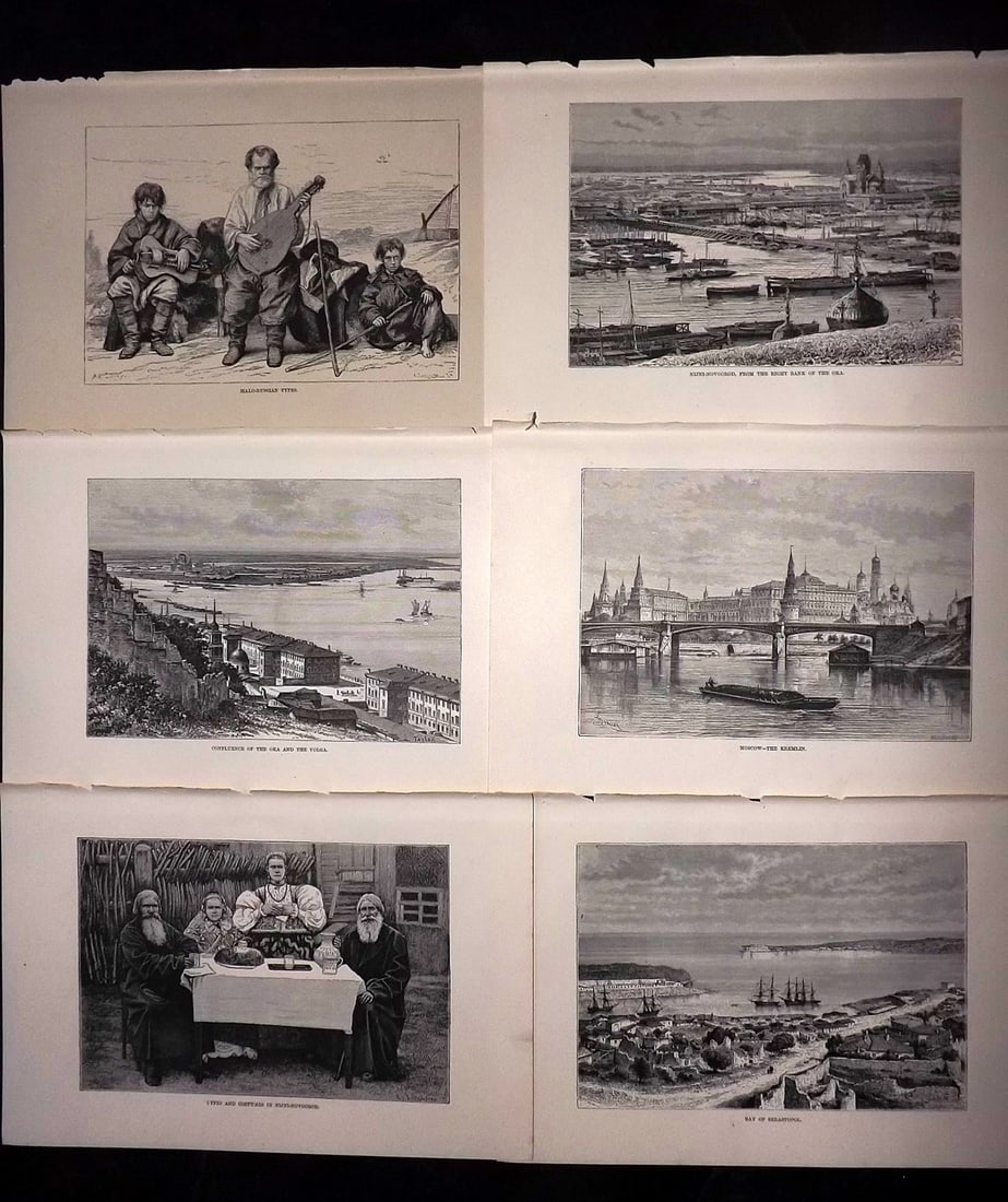 Reclus, Elisee C1880 Lot of 6 Views. Russia & Ukraine (1 of 2)