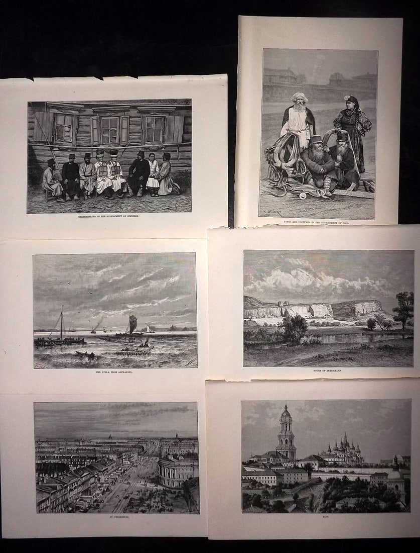Reclus, Elisee C1880 Lot of 6 Views. Russia & Ukraine (1 of 2)