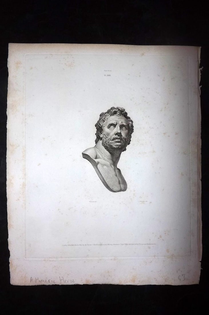 BM Marbles 1815 Folio Greek Statue Print. A Homeric Hero (1 of 2)