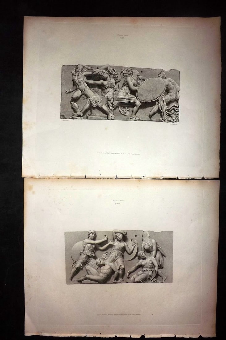 BM Marbles 1820 Pair of Folio Greek Marble Bas Reliefs (1 of 2)