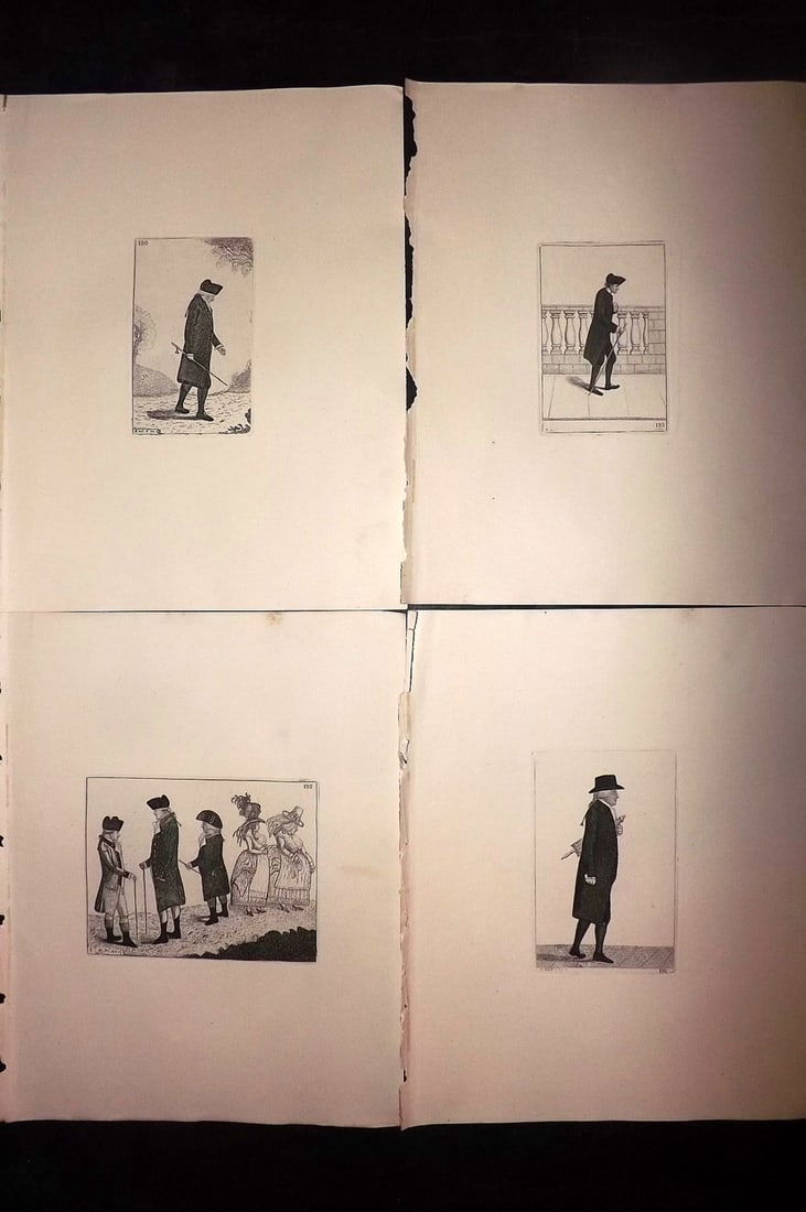 Kay, John 1877 Lot of 4 Scottish Caricatures: Etchings Published 1877, Edinburgh for "A Series of Original Portraits and Caricature Etchings" by John Kay. Paper Size: 10.5 x 8.5 inch (27 x 22cm) Good Condition