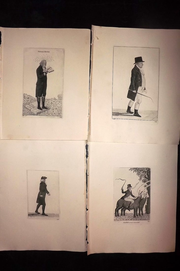 Kay, John 1877 Lot of 4 Scottish Caricatures: Etchings Published 1877, Edinburgh for "A Series of Original Portraits and Caricature Etchings" by John Kay. Paper Size: 10.5 x 8.5 inch (27 x 22cm) Good Condition