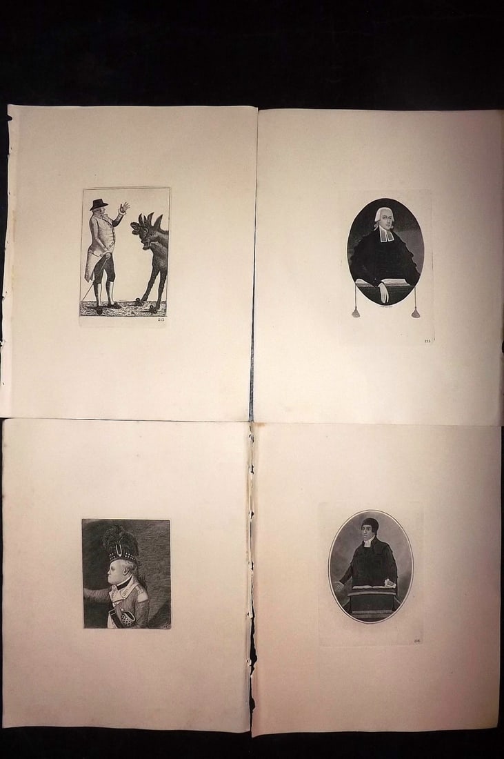 Kay, John 1877 Lot of 4 Scottish Caricatures: Etchings Published 1877, Edinburgh for "A Series of Original Portraits and Caricature Etchings" by John Kay. Paper Size: 10.5 x 8.5 inch (27 x 22cm) Good Condition