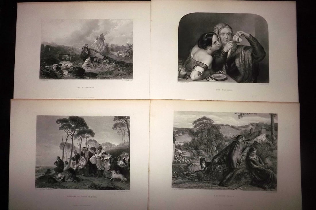 Virtue (Pub) C1875 Lot of 4 Folio Steel Engravings. Genre etc (1 of 2)