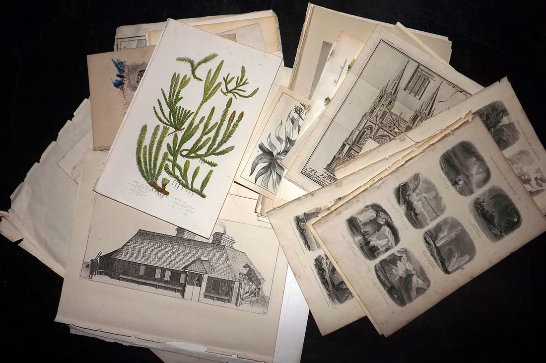 Mixed Prints 18th-19th Cent. Lot of 70 Antique Prints (1 of 8)