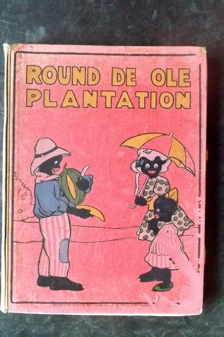 Christie, G. F C1906 Round de Ole Plantation, USA, 1st, Color Plates: "Round de Ole Plantation" London: Blackie and Son, nd. C1906. First Edition. 4to (285 x 210mm) Complete with 24 Colour Plates on 13 Sheets (Mostly printed both sides) Original Publishers illustrated R