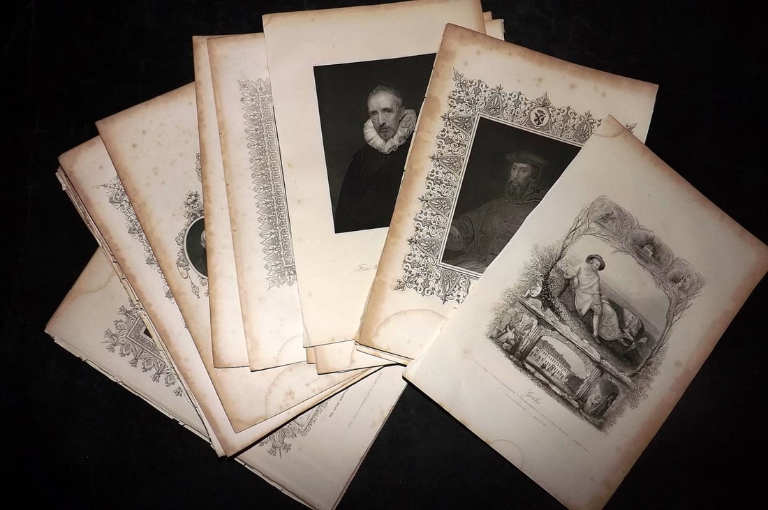 Wright, Thomas 1852 Lot of 52 Antique Portrait Prints (1 of 8)