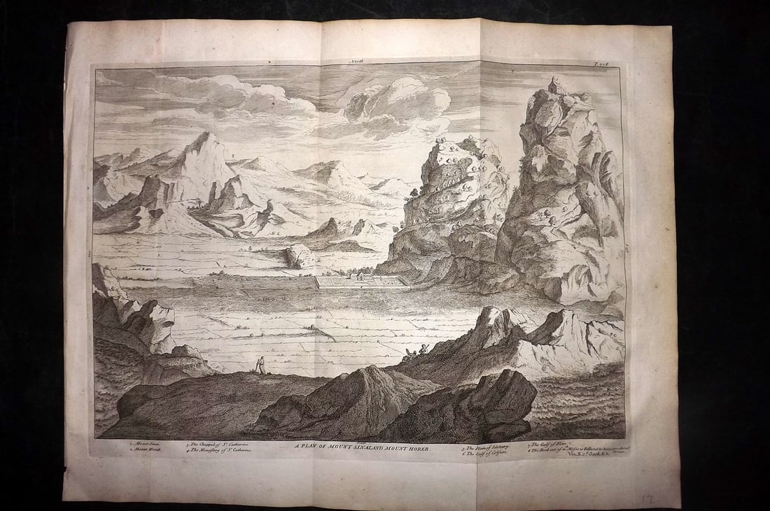 Calmet, Augustin 1732 LG Folio Print. Plan of Mount Sinai & Mount Horeb (1 of 2)