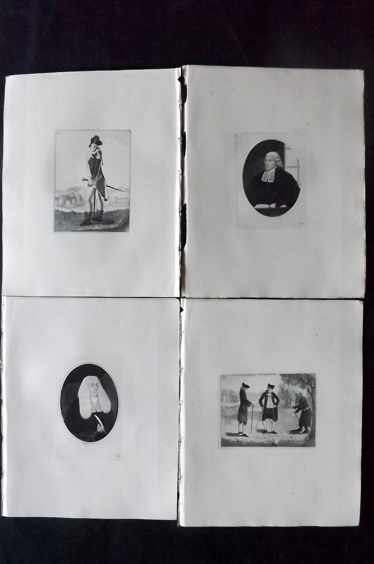 Kay, John 1877 Lot of 4 Scottish Caricatures: Etchings Published 1877, Edinburgh for "A Series of Original Portraits and Caricature Etchings" by John Kay. Paper Size: 10.5 x 8.5 inch (27 x 22cm) Good Condition