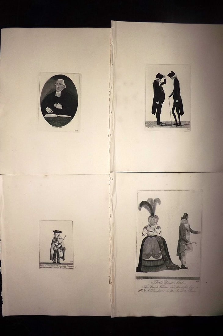 Kay, John 1877 Lot of 4 Scottish Caricatures: Etchings Published 1877, Edinburgh for "A Series of Original Portraits and Caricature Etchings" by John Kay. Paper Size: 10.5 x 8.5 inch (27 x 22cm) Good Condition