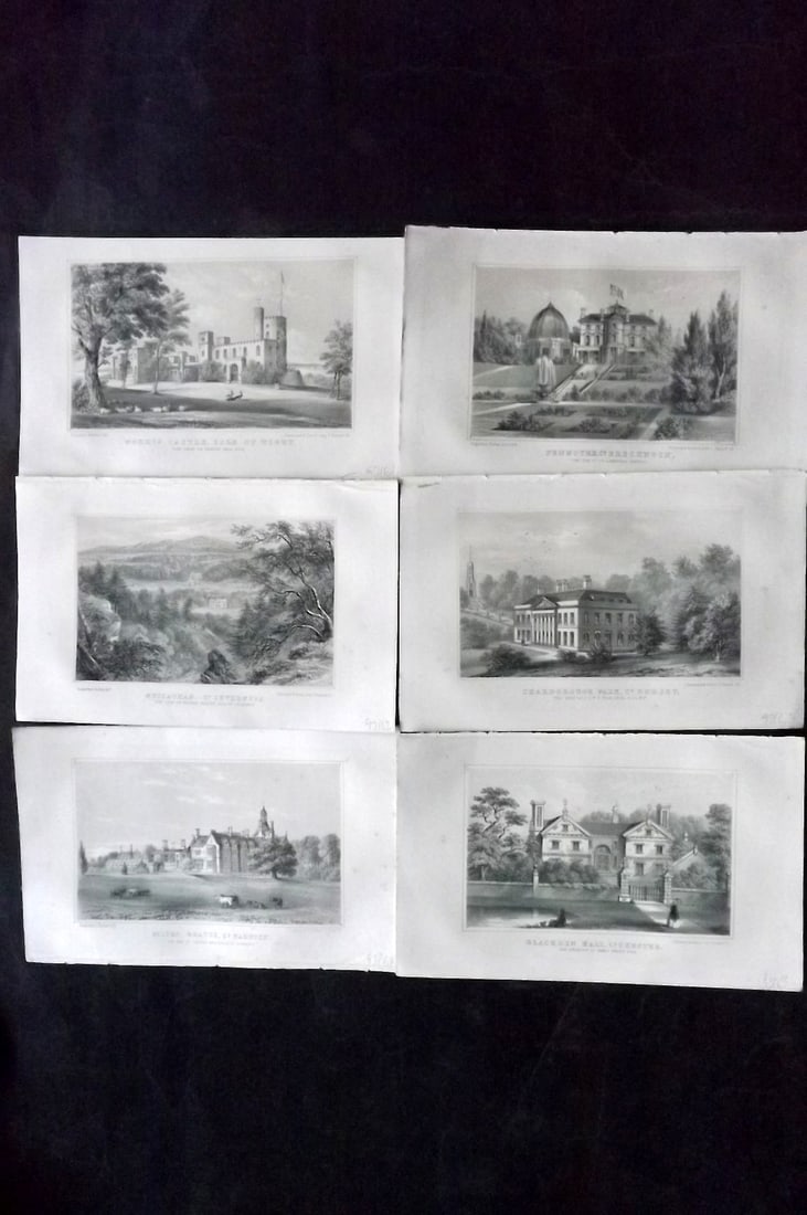 Burke, John 1852 Lot of 6 British Lithograph Views: Lithograph Published 1852-54, London for "A Visitation of The Seats and Arms of the Noblemen and Gentlemen of Great Britain" by John Bernard Burke. Paper Size: 10 x 6 inch (25 x 15cm) Good Condition