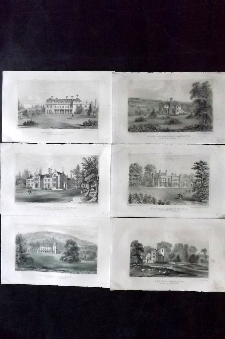 Burke, John 1852 Lot of 6 British Lithograph Views: Lithograph Published 1852-54, London for "A Visitation of The Seats and Arms of the Noblemen and Gentlemen of Great Britain" by John Bernard Burke. Paper Size: 10 x 6 inch (25 x 15cm) Good Condition
