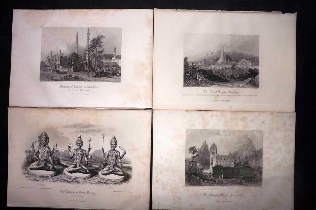 Gardner, James 1860 Lot of 4 Antique Prints. India (1 of 2)
