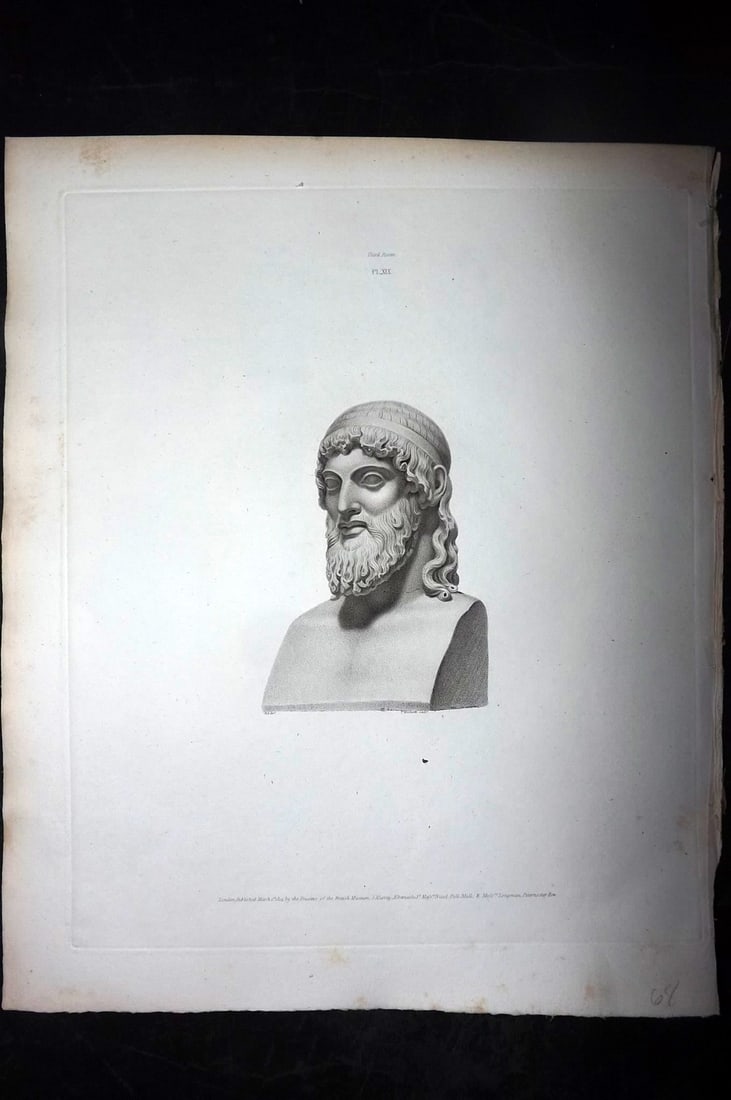 BM Marbles 1815 Folio Greek Statue Print. Bacchus 19 (1 of 2)