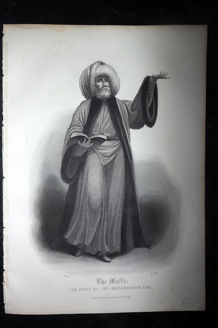 Gardner, James 1860 Islam Print. The Mufti: Steel Engraving Published 1858-60 by Fullarton & Co, London & Edinburgh for "The Faith's of the World..." By the Rev. James Gardner. The plates are after Picart, Roberts, Stanfield and others. Paper S