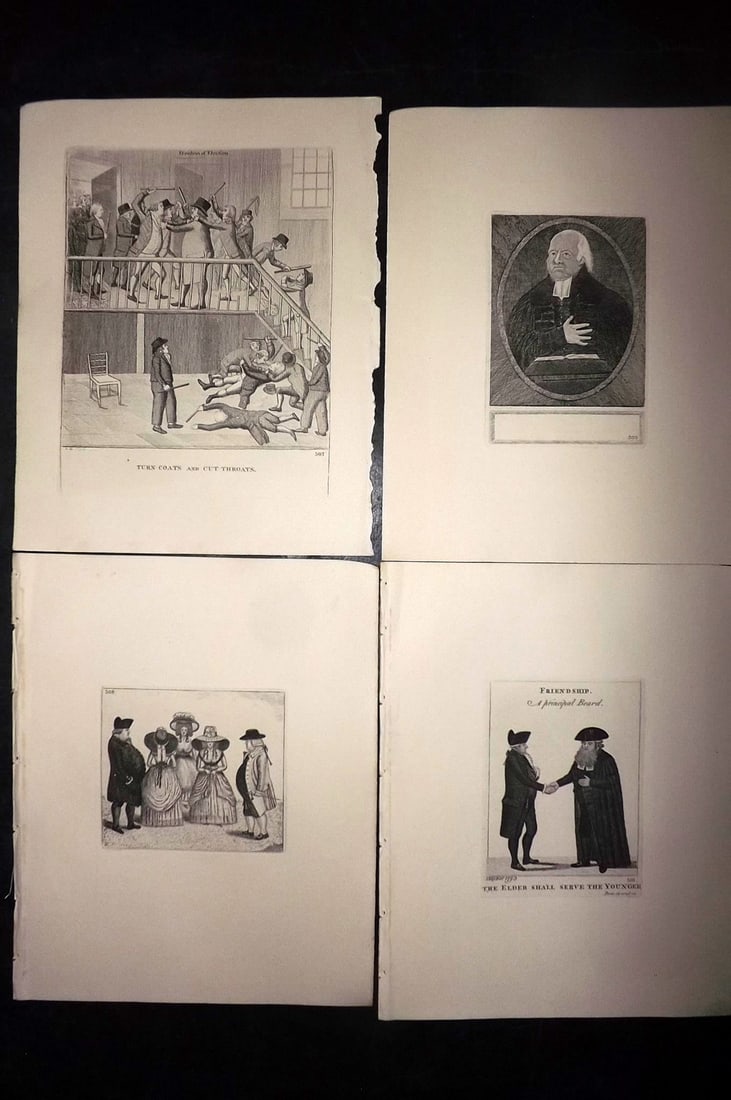 Kay, John 1877 Lot of 4 Scottish Caricatures: Etchings Published 1877, Edinburgh for "A Series of Original Portraits and Caricature Etchings" by John Kay. Paper Size: 10.5 x 8.5 inch (27 x 22cm) Good Condition