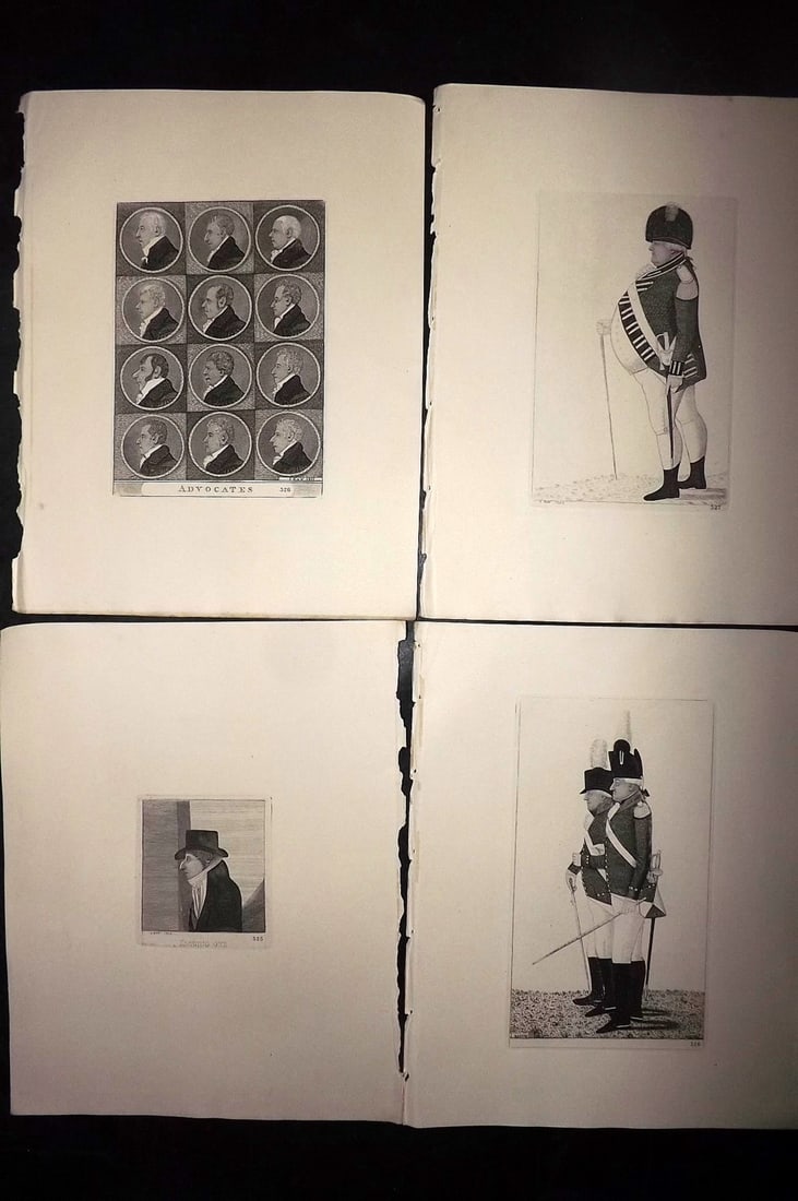 Kay, John 1877 Lot of 4 Scottish Caricatures: Etchings Published 1877, Edinburgh for "A Series of Original Portraits and Caricature Etchings" by John Kay. Paper Size: 10.5 x 8.5 inch (27 x 22cm) Good Condition