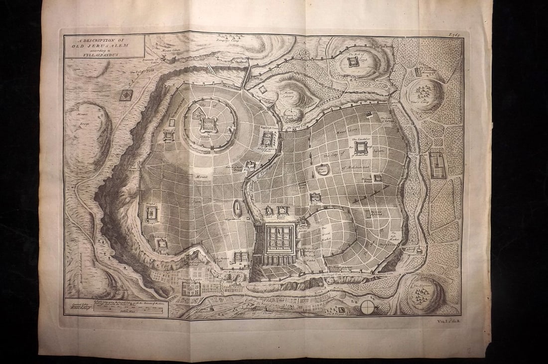 Calmet, Augustin 1732 Large Map. Old Jerusalem, Israel, Holy Land (1 of 2)