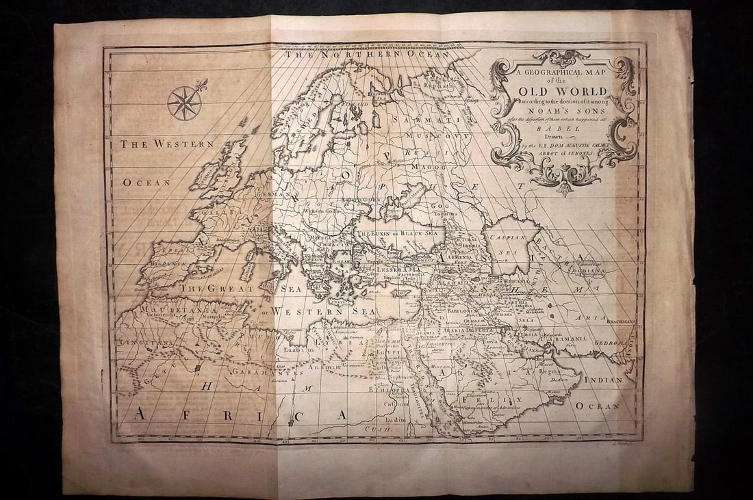Calmet, Augustin 1732 Large Map. Old World according to Noah's Sons (1 of 2)