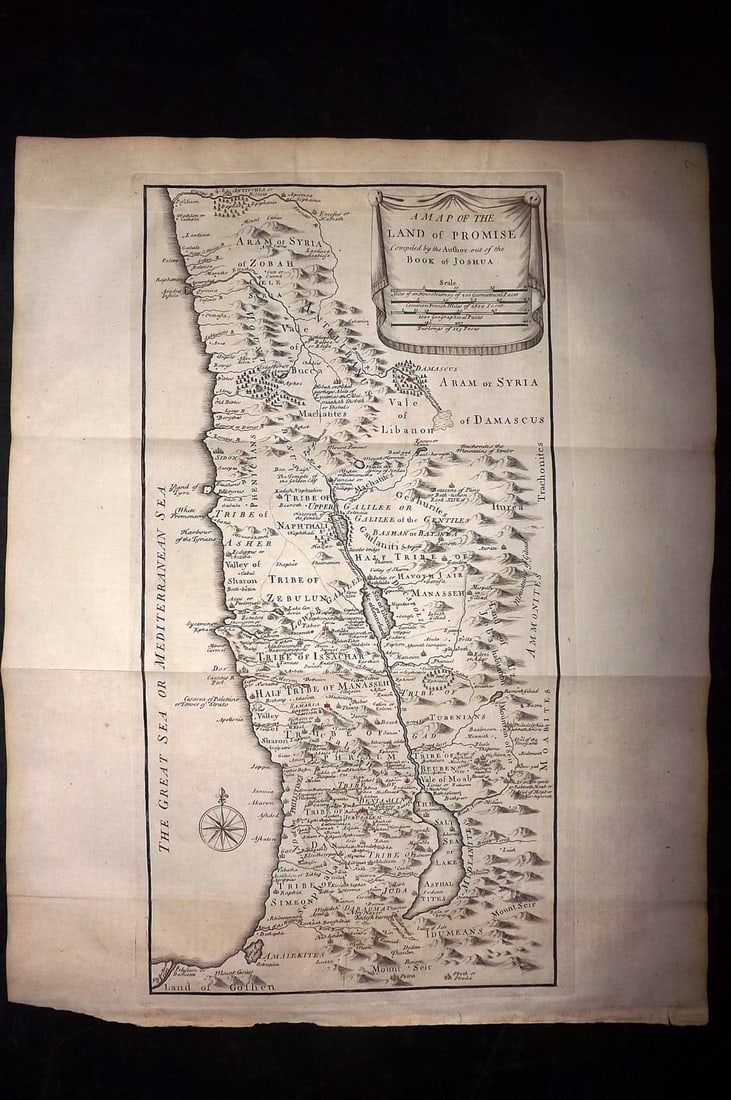 Calmet, Augustin 1732 Large Map. Map of the Land of Promise. Israel Palestine (1 of 2)