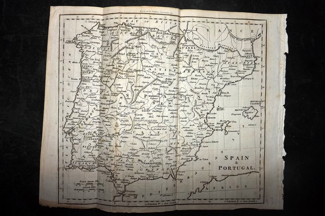 Walker, John C1805 Antique Map. Spain and Portugal (1 of 1)