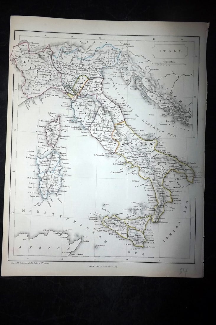 Becker, F. P. C1845 Antique Map. Italy (1 of 1)