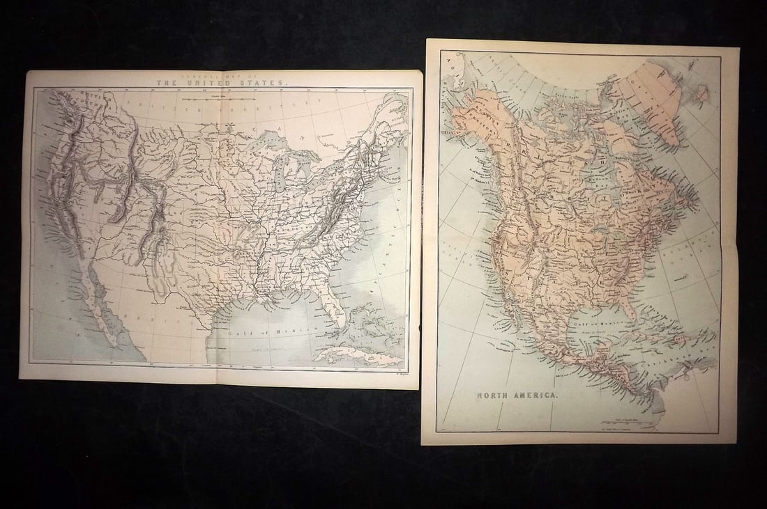 Hughes, William 1863 Pair of Maps. United States & North America (1 of 2)