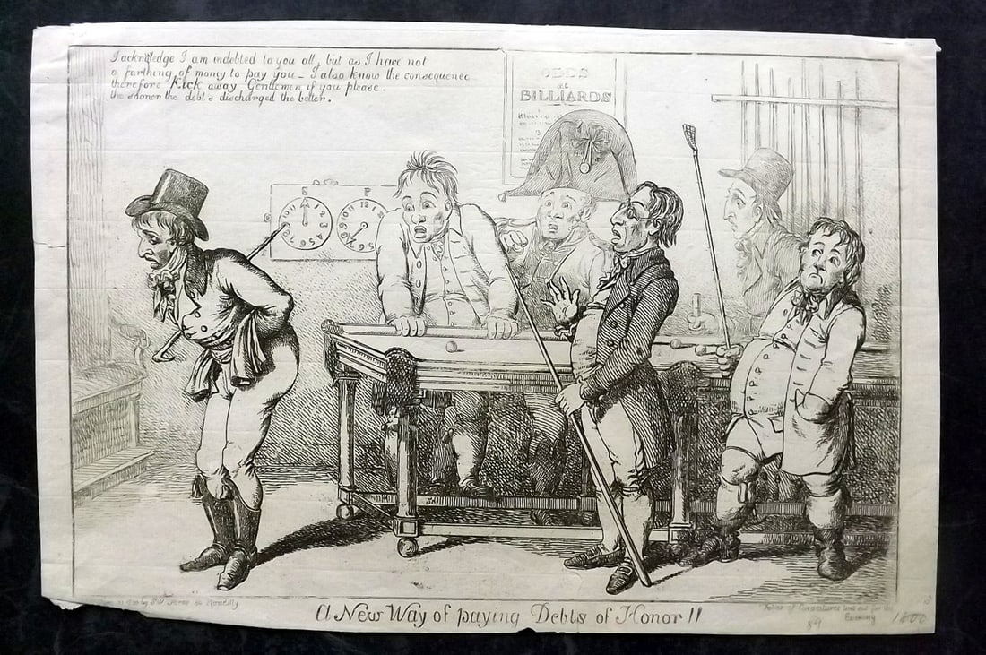 Ansell, Charles 1800 Folio Caricature - Billiards, Sporting (1 of 2)