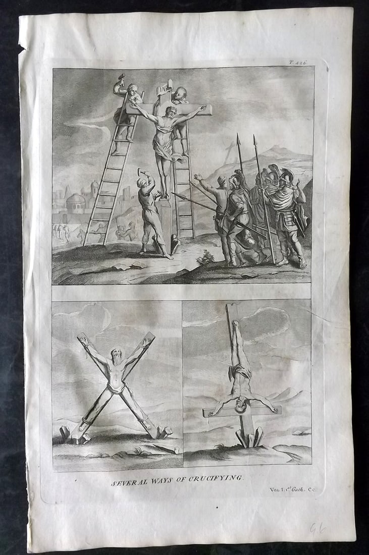Calmet, Augustin 1732 Folio Print. Several Ways of Crucifying (1 of 2)