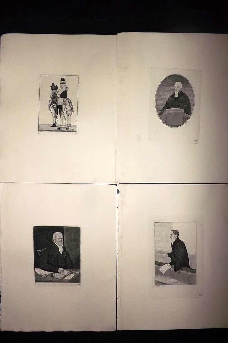 Kay, John 1877 Lot of 4 Scottish Caricatures: Etchings Published 1877, Edinburgh for "A Series of Original Portraits and Caricature Etchings" by John Kay. Paper Size: 10.5 x 8.5 inch (27 x 22cm) Good Condition