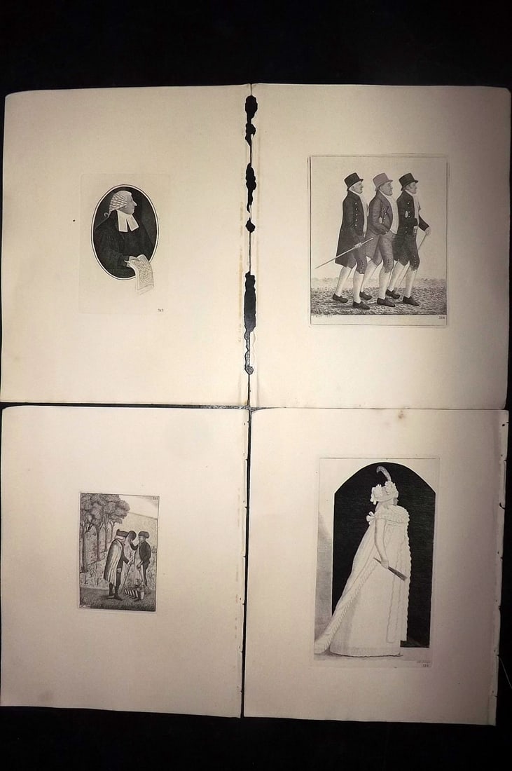 Kay, John 1877 Lot of 4 Scottish Caricatures: Etchings Published 1877, Edinburgh for "A Series of Original Portraits and Caricature Etchings" by John Kay. Paper Size: 10.5 x 8.5 inch (27 x 22cm) Good Condition