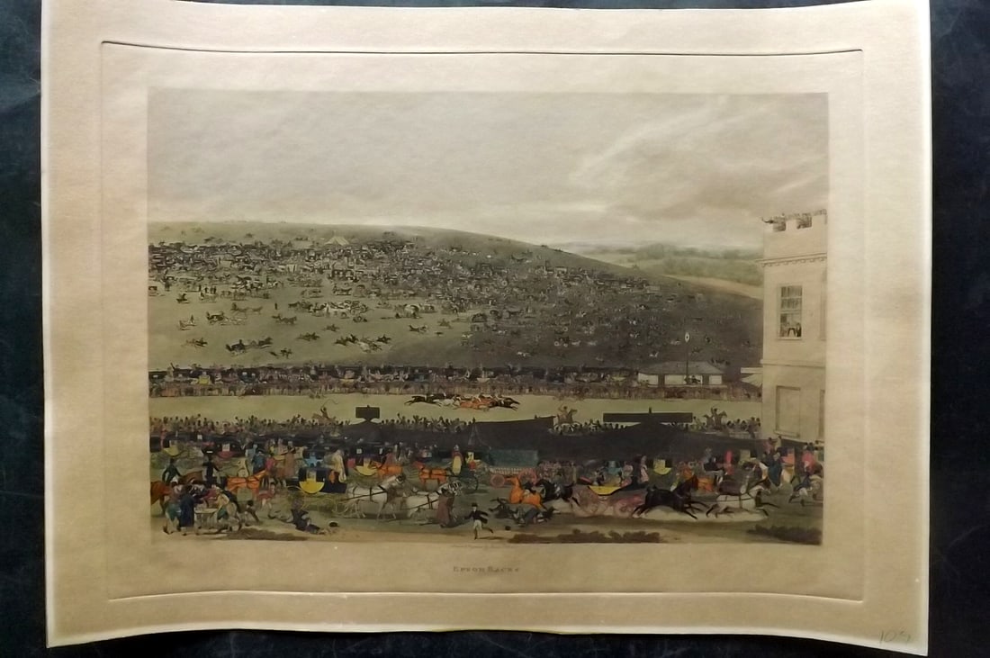 Pollard, James C1965 LG RESTRIKE Hand Col Print. Epsom Races, Horse Racing (1 of 2)