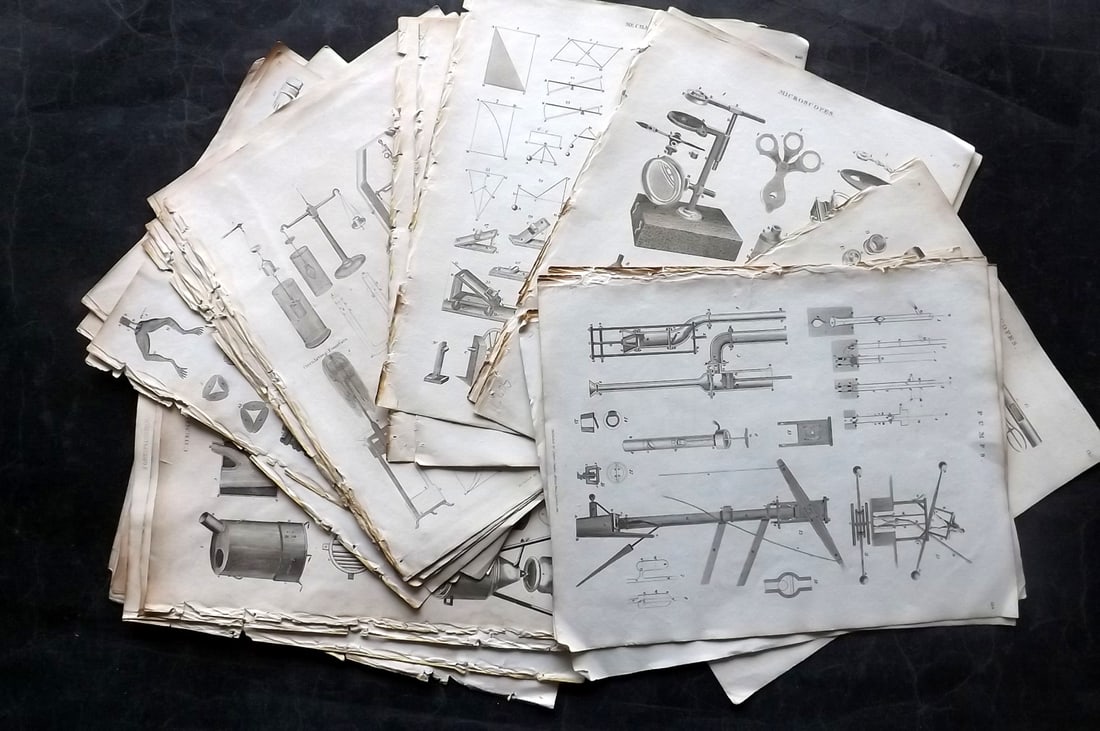 Johnson & Exley 1812 Lot of 25 Science & Tech Prints: Copper Plate Pulished 1812, London for "The Imperial Encyclopaedia; Or, Dictionary of the Sciences and Arts" by William Moore Johnson & Thomas Exley. Paper Size: 10.5 x 8.5 inch (27 x 22cm) Good Condi