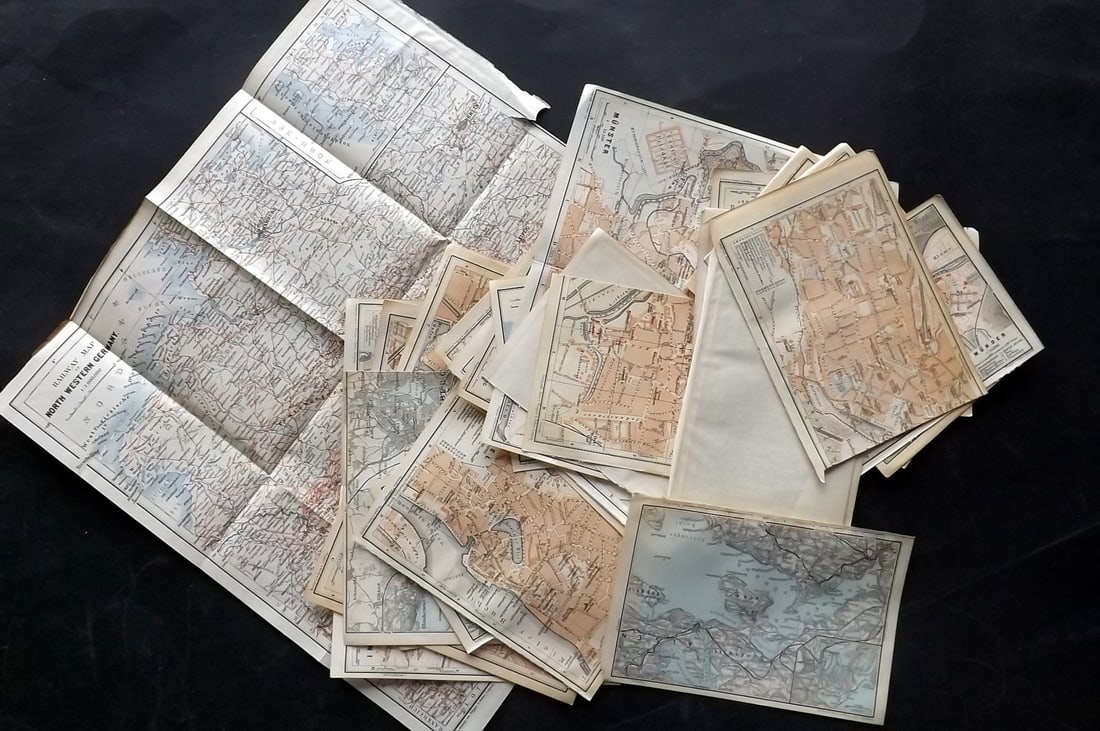 Baedeker, Karl 1904 Lot of 25 Antique Maps. Northern Germany (1 of 5)