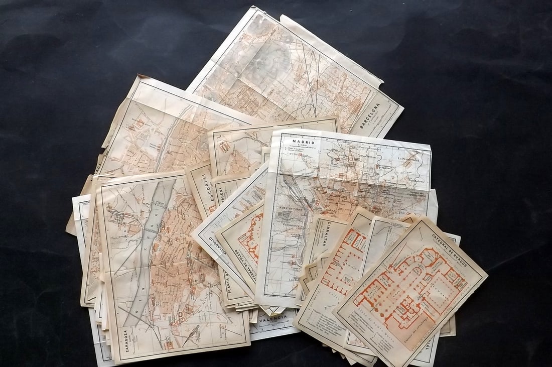 Baedeker, Karl 1901 Lot of 34 Antique Maps. Spain & Portugal incl Majorca (1 of 6)