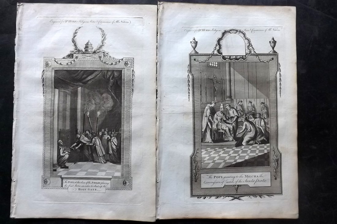 Hurd, William C1780 Pair of Print. Vatican - Pope, Catholic Ceremonies, Italy (1 of 2)
