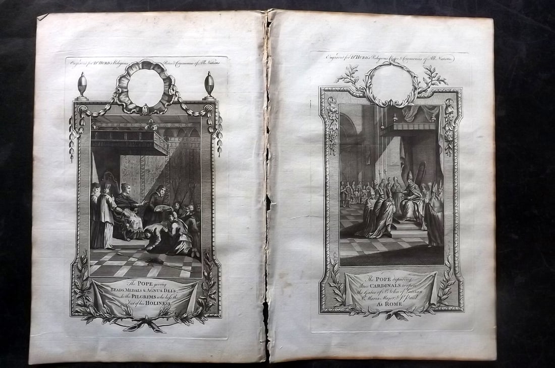 Hurd, William C1780 Pair of Print. Vatican - Pope, Catholic Ceremonies, Italy (1 of 2)