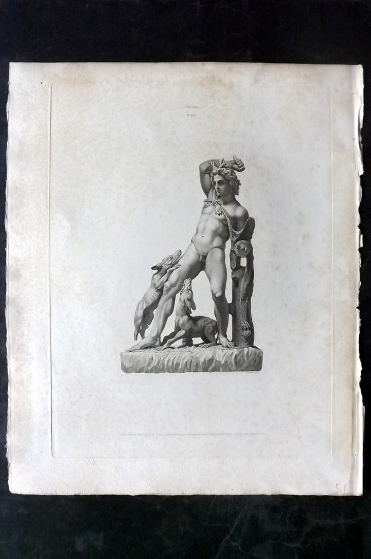 BM Marbles 1815 Folio Greek Statue Print. Statue of Actaeon 45 (1 of 2)