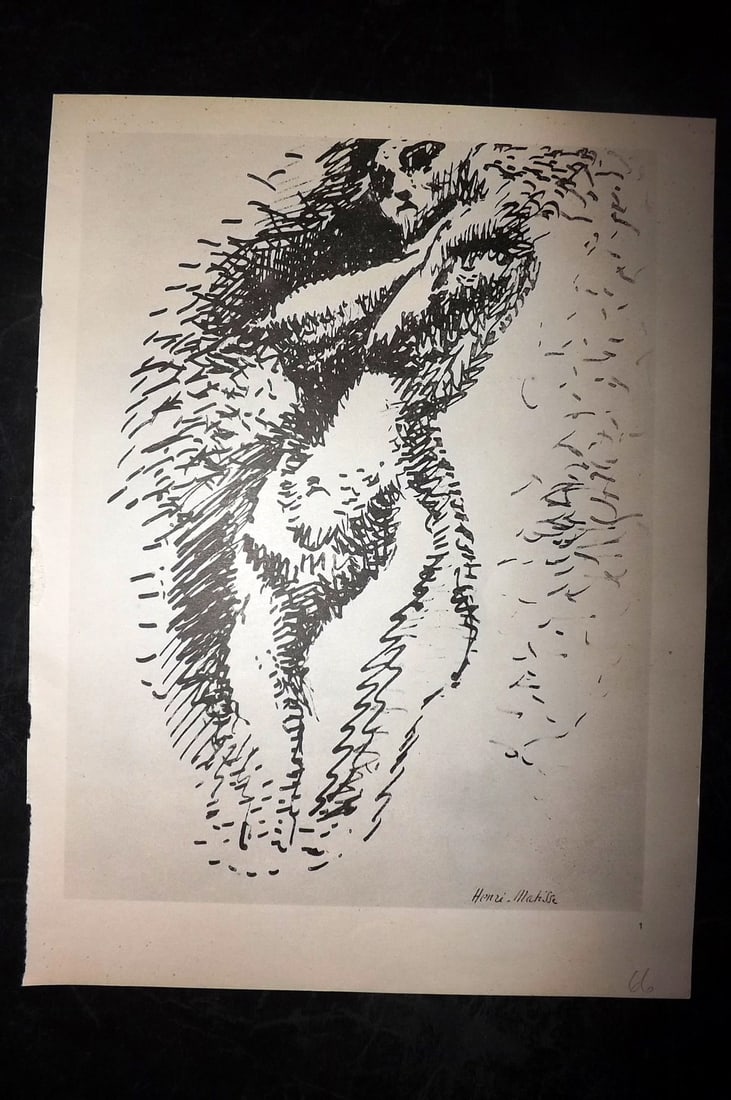 Matisse, Henrii 1969 Folio Scarce Print. Drawing 01: Lithograph Published 1969, New York for "Henri Matisse. Drawings And Paper Cut-Outs" by Raoul Jean Moulin. Paper Size: 12 x 9 inch (30.5 x 23cm) Good Condition
