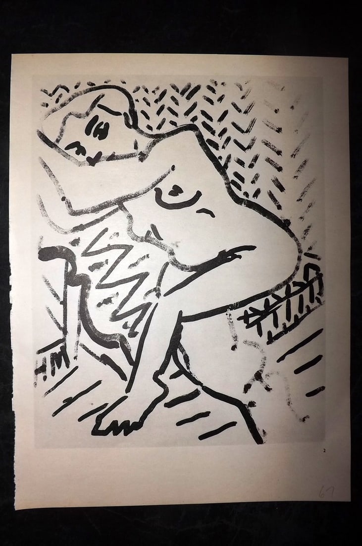 Matisse, Henrii 1969 Folio Scarce Print. Drawing 02: Lithograph Published 1969, New York for "Henri Matisse. Drawings And Paper Cut-Outs" by Raoul Jean Moulin. Paper Size: 12 x 9 inch (30.5 x 23cm) Good Condition
