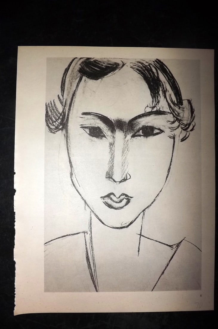 Matisse, Henrii 1969 Folio Scarce Print. Drawing 05: Lithograph Published 1969, New York for "Henri Matisse. Drawings And Paper Cut-Outs" by Raoul Jean Moulin. Paper Size: 12 x 9 inch (30.5 x 23cm) Good Condition